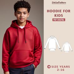 a young boy wearing a hoodie for kids