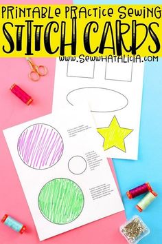 printable practice sewing stitch cards for kids to learn how to sew and make them