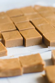 several pieces of peanut butter fudge sitting on top of each other