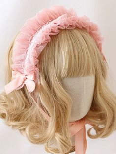 ❤︎Gauze doll Lolita hair band❤︎ My Fantasy World, Hair Band, Hairstyles, Dolls, Band, Hair Styles, Hair, Pink