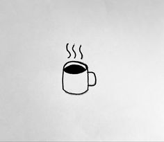 a drawing of a coffee cup with steam coming out of it's top and bottom