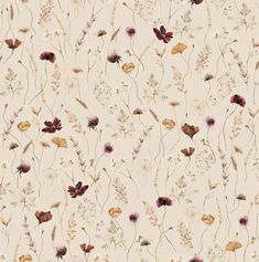 a floral wallpaper with many flowers and leaves on the back ground, all in shades of beige