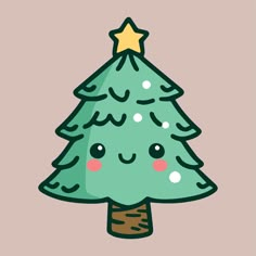 a green christmas tree with a star on it's top and eyes drawn by hand