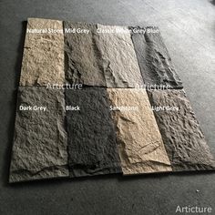 different types of slate tiles laid out on the floor