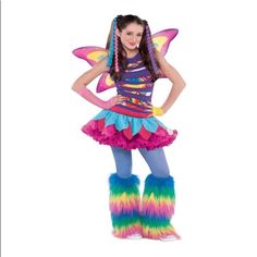 Large Available Dress, Gloves, Wings, Leggings I Do Have A Separate Listing For Rainbow Dash Leggings Which Are Similar To The Ones In This Picture. Rainbow Fairy Costume, Fairy Costume For Girl, Rainbow Fairy, Halloween Costumes For Teens Girls, Fairy Halloween Costumes, Rainbow Fairies, Fancy Dress Up, Girl Rainbow, Costume Patterns