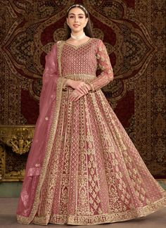 feel stand out in any occasion with carrying this purple net long length anarkali salwar suit. You will see some intriguing patterns completed with embroidered, sequins and zari work. Net Gowns, Gown Suit, Suit Collection, Party Sarees, Lehenga Style, Net Lehenga, Anarkali Gown, Designer Lehenga, Designer Lehenga Choli