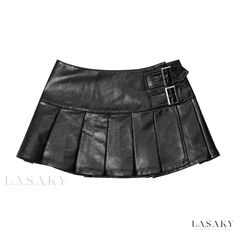 Lasaky - High-Waisted Pleated Mini Skirt in A-Line Silhouette Womens Leather Skirt, Underground Clothing, Pu Skirt, Womens Pleated Skirt, Top Streetwear Brands, Leather Pleated Skirt, High Waisted Pleated Skirt, Clothing Details, Cargo Skirt