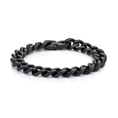 Update your look with this men's curb chain bracelet in black ion-plated stainless steel, a stylish choice that goes the fashion distance. Crafted in solid stainless steel with black ion plate This classic design showcases 11.0mm-wide curb links. Wear it alone as a statement piece or layered with your other favorite accessories. This 9.0-inch bracelet secures with a fold-over clasp. Personalized Promise Rings, Curb Chain Bracelet, Chunky Jewelry, Steel Jewelry, Chains For Men, Curb Chain, Stainless Steel Jewelry, High Jewelry, Stainless Steel Chain