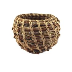 a woven basket is shown on a white background