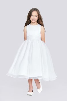 Elizabeth Communion Dress Tea Length Flower Girl Dress, Gigi Dress, Bow Fabric, Organza Skirt, First Communion Dresses, Old Dresses, Communion Dresses, Flower Girl Dress, Tea Length