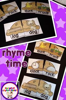 this is an image of a printable rhyme time game for toddlers