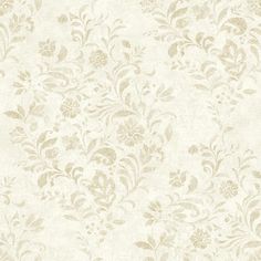 a white and beige wallpaper with flowers on it