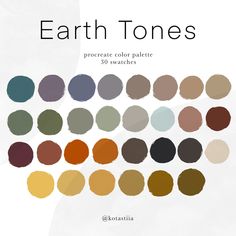 an image of earth tones in various colors and sizes, with the text above it