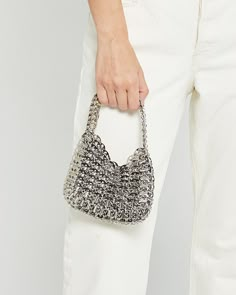 Lyla Mini Bag Silver Crossbody Evening Bag With Chain Strap, Silver Chainmail Bag For Everyday Use, Silver Shoulder Bag With Chain Strap, Metallic Rectangular Shoulder Bag With Chain Strap, Metallic Shoulder Bag With Chain Strap For Everyday Use, Silver Crossbody Shoulder Bag With Chain Detail, Silver Crossbody Shoulder Bag With Chain, Silver Clutch Evening Bag With Chain Strap, Silver Shoulder Bag With Chain