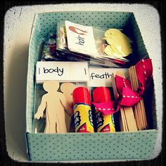 a box filled with lots of different items