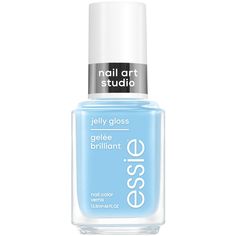 PRICES MAY VARY. Jelly Gloss Polish: essie's sky jelly is a vibrant blue jelly nail polish with yellow undertones and a translucent finish. Featuring a salon-quality vegan nail polish formula and sheer, yet buildable finish designed for layers of nail art fun Even, Professional Application: Our exclusive easy glide brush fits every nail size and allows for quick, streak-free, even and professional application at home. Flawless nail color coverage and durability with every brush stroke Wear 3 Way Light Blue Nail Designs, Light Blue Nail Polish, Jelly Polish, Sheer Nail Polish, Sheer Nails, Jelly Nail, Light Blue Nails, Baby Blue Nails, Nail Art Studio