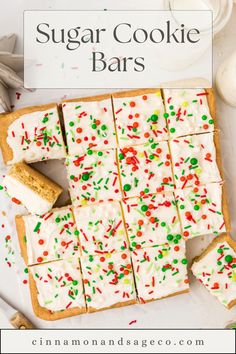 Sugar Cookie Bars Cookie Platter, Holiday Sprinkles, Simple Dessert, Sugar Cookie Bars, Fun Treats, Christmas Cookie, Cookie Bars, Amazing Food, Easy Desserts