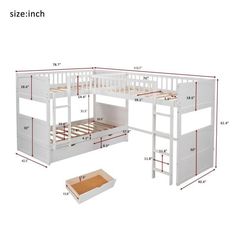 bunk beds with stairs and storage drawers for children's room or playrooms