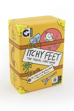 Itchy Feet Itchy Feet Game - Madison and Mallory Foot Games, Ginger Fox, Travel Card, Action Cards, Event Card, Travel Cards, Box Packaging Design, Travel Games, Creative Packaging Design