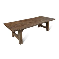 an old wooden table is shown against a white background