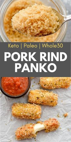 keto and pale whole 30 pork rind panko with dipping sauce on the side