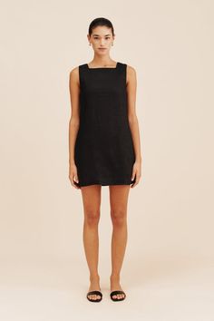 EMMA SHIFT DRESS - BLACK Poppy Dress, Destination Dress, Shift Dress Black, Mini Shift Dress, Black Crop Tops, High Neckline, Square Neckline, Signature Style, Get Dressed