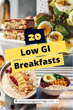 ✨ Rise and Shine: 20 Low GI Breakfast Ideas to Fuel Your Day! 🌞🍳 Dive into a world of sustained energy and delicious choices with these low glycemic index breakfast options. From savory delights to sweet treats, each recipe is crafted to keep you fueled and focused. Ready to revitalize your mornings? Explore the goodness of Low GI Breakfasts and make each day a powerhouse of vitality! 💪✨ #LowGIBreakfast #HealthyChoices #EnergizeYourDay #BreakfastInspiration Low Gi Index Recipes, Low Gi Fruits And Vegetables, Low Glycemic Diet Food List, Healthy Low Gi Recipes, Low Glycemic Juicing Recipes, Gi Healthy Diet, Low Gi Meals Recipes, Low Glycemic Food List