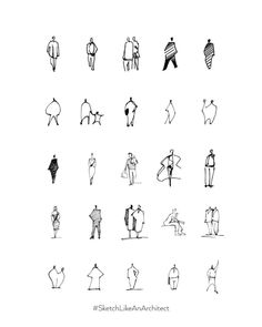 an image of people doing different things in the same line drawing style, including one man and