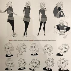 an image of various female character designs in black and white paper art printables