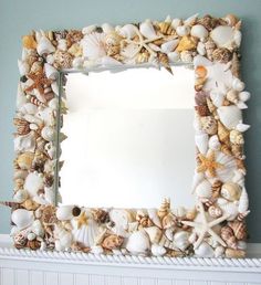 there is a mirror made out of seashells