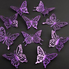 PRICES MAY VARY. Perfect 3D Butterfly Wall Decor - You will get 4 different styles of purple butterflies, each style includes 12pcs - 3 sizes( 4 Large Butterflies:4.7", 4 Middle Butterflies: 4", 4 Small Butterflies:3.1"). Total 48pcs purple butterflies stickers and 48pcs removable double-sided sticky dots. Shiny 3D Metallic Hollow-Carved Design Butterflies - These butterfly party decorations are hollow designed and made of shiny paper material, which makes the butterfly look very beautiful and e Purple Butterfly Party Decorations, Purple Butterfly Toppers Printable, Purple Butterfly Party, Purple Butterfly Printable Cake Topper, Dark Purple Butterfly Aesthetic, Light Purple Butterfly Printable, Purple Butterfly Sticker, 3d Butterfly Wall Decor, Butterfly Party Decorations