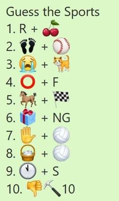 an image of guess the sports game with numbers and symbols for each player to complete