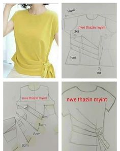 the instructions for how to make a top with an attached belt and tie around the waist