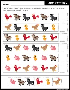 an animal pattern worksheet for children to learn how to make them look like they are