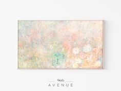 an abstract painting with pastel colors on the wall above it and text that reads, yeah avenue