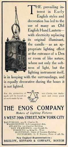 an old advertisement for the enos company, which was originally in new york city