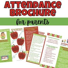 a brochure for parents with an image of apples and the words attendance brochure