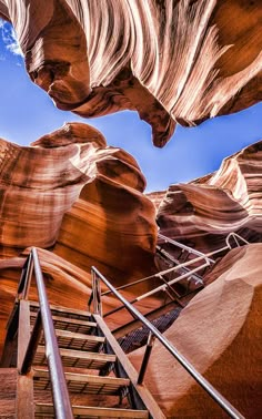 stairs going up to the top of a rock formation