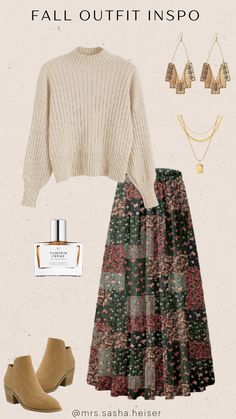 Fall Outfit Inspo | Fall Fashion | Fall Style | Teacher Fashion | Sweater Weather | Affordable Fashion | Amazon Fashion 🍁🍂🧡 Follow me in the @LTK shopping app to shop this post and get my exclusive app-only-content!  #liketkit #LTKSeasonal #LTKFindsUnder100 #LTKStyleTip @shop.ltk Cute Comfy Cold Weather Outfits, Anthropology Inspired Outfits, Fall Outfits Vision Board, Outfits With Skirts Fall, Cold Weather Modest Outfits, Long Skirt Christmas Outfits, Teacher Cute Outfits, Fall Skirt Sweater Outfit, Fall Foliage Outfits Women