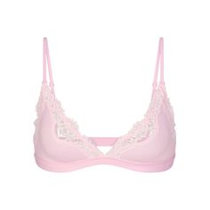 FITS EVERYBODY LACE TRIANGLE BRALETTE | CHERRY BLOSSOM TONAL Pink Feminine Bra With Delicate Lace, Feminine Pink Bra With Delicate Lace, Feminine Delicate Lace Low-cut Bra, Delicate Lace Low-cut Feminine Bra, Lace Feminine Nursing Bra, Feminine Triangle Top Bra With Delicate Lace, Pink Seamless Triangle Bra, Feminine Low-cut Bra For Spring, Feminine Low-cut Bra With Delicate Straps