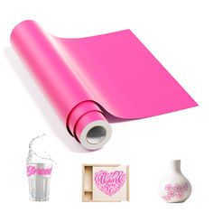 a pink wrapping paper next to a glass of water