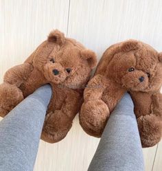 Pajama Slippers, Teddy Slippers, Teddy Bear Slippers, Bear Shoes, Cute Backgrounds For Iphone, Fluffy Shoes, Festive Attire, Bear Slippers, Plush Slippers