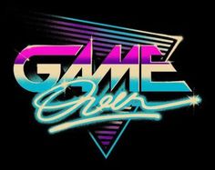 the game crew logo in neon colors on a black background with blue and purple lettering