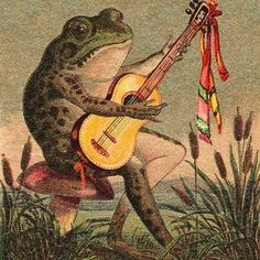 a frog with a guitar in its hand