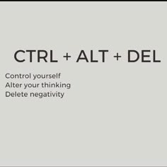 the words ctrl + alt + del control yourself after your thinking delete negativeity