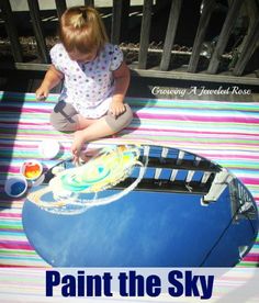 Paint the sky by using a mirror outside.  Lay in facing upward and give your child sky colored paints.   This is such a fun and creative way to explore the sky!!! Box Activities, Mirror Outside, Imagination Tree, Reggio Inspired, Country Kids, Educational Activities For Kids, Spring Activities, Patriotic Holidays, List Ideas