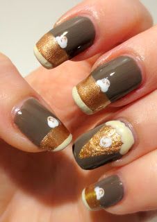 Thanksgiving Nail Art Challenge - Pies & Desserts check out www.MyNailPolishObsession.com for more nail art ideas. Thanksgiving Nails Color, Nail Art Challenge