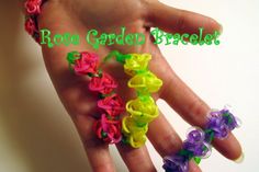 there is a hand that has different colored bracelets on it and the words boo garden bracelet