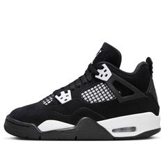 (GS) Air Jordan 4 Retro 'Military Blue' 2024 HF4281-141 - KICKS CREW Black And White Jordans, Nike Shoes Women Fashion, Jordan 4 White, Custom Sneakers Diy, Black Thunder, Pretty Sneakers, Black Jordans, Jordan 4s, Pretty Shoes Sneakers