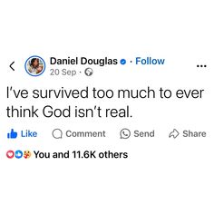 two tweets on twitter with one saying i've survived too much to ever think god isn't real